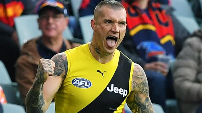 Dusty was fired up as he prepared for finals footy. Picture: Getty Images