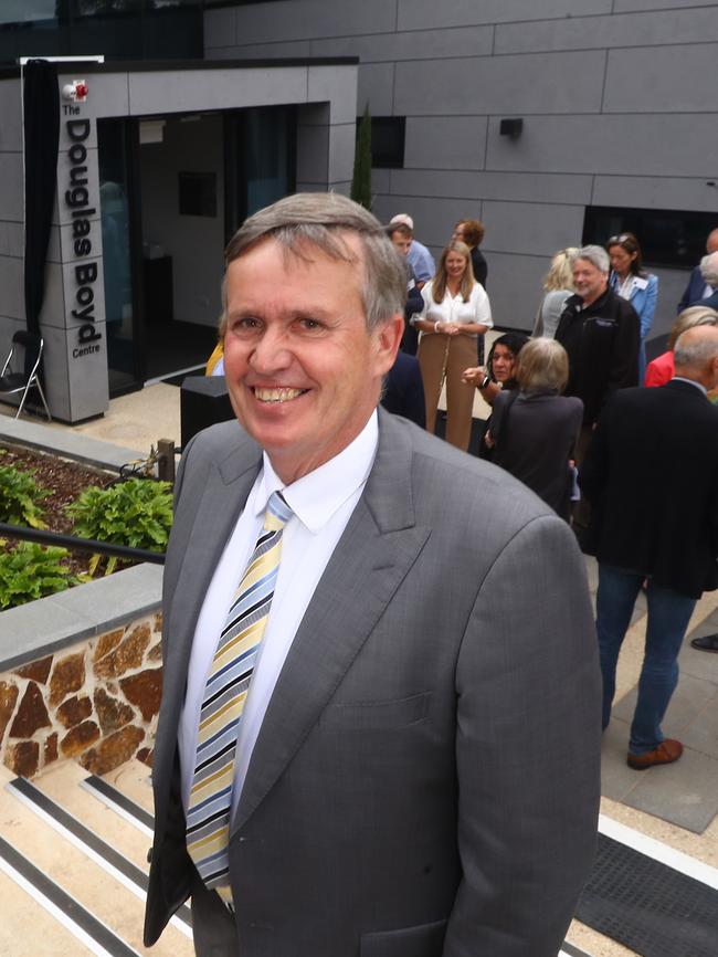 Marcus Oldham retiring principal Simon Livingstone. picture: Glenn Ferguson