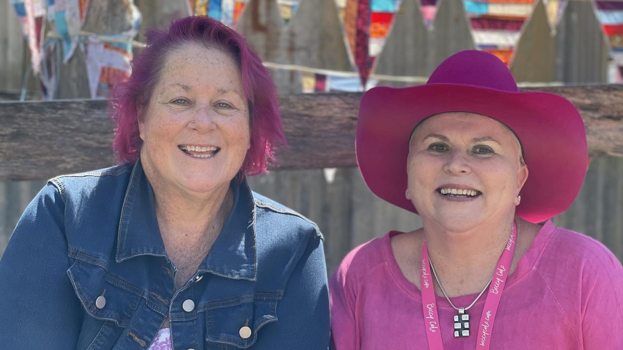 Kath Ashworth and Sue Paterson, from Nambour and Brisbane, enjoy day one of the 2024 Gympie Muster, at the Amamoor State Forest on August 22, 2024.