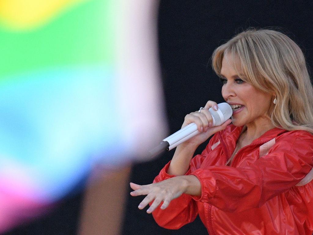 Australian singer Kylie Minogue performs at the Glastonbury Festival. Picture: AFP)