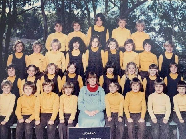 Melissa Caddick in her Year 5 school photo at Lugarno Public School. Melissa Grimley is in the second row from top, fourth from left. Picture: Supplied