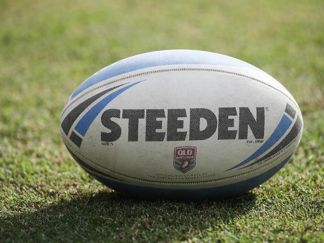 A Steeden football, used in the Intrust Super Cup Queensland Rugby League competition. Picture: Brendan Radke