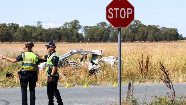 The high-speed smash happened near Shepparton about 5pm on Wednesday. Picture: Ian Currie