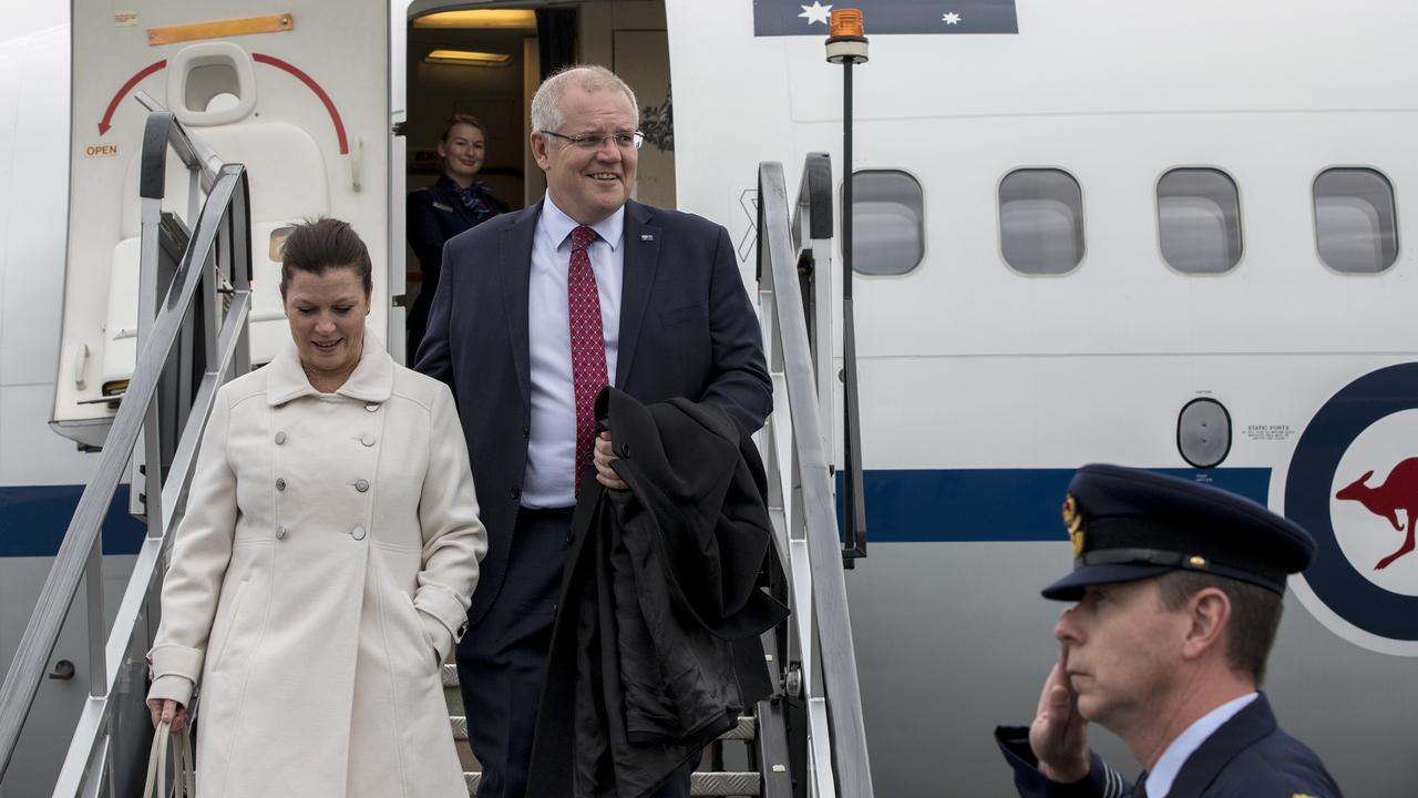 Prime Minister Scott Morrison’s visit to London has been overshadowed by his refusal to condemn the AFP raid of Annika Smethurst’s home. Picture: Ellen Pellegrini