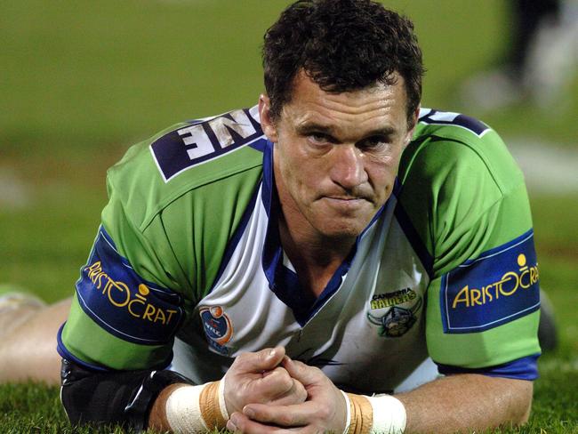 Adamson playing with the Raiders against the New Zealand Warriors in Auckland in 2005. Picture: Getty