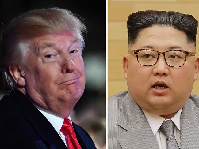 (FILES) This combo shows a file photo (L) taken on November 30, 2017 of US President Donald Trump smiling during the 95th annual National Christmas Tree Lighting ceremony in Washington, DC; and a file picture (R) released by North Korea's official Korean Central News Agency (KCNA) on January 1, 2018 showing North Korean leader Kim Jong-Un delivering a New Year's speech at an undisclosed location. US President Donald Trump's notoriously threatening rhetoric towards nuclear-armed North Korea -- which has drawn comparisons with Richard Nixon's "madman theory" of diplomacy -- may deserve some credit for bringing Pyongyang to talks, analysts have said. / AFP PHOTO / KCNA VIA KNS / NICHOLAS KAMM AND - / South Korea OUT / To go with NKorea-SKorea-US-diplomacy-politics, FOCUS by Hwang Sunghee  ---EDITORS NOTE--- RESTRICTED TO EDITORIAL USE - MANDATORY CREDIT "AFP PHOTO/KCNA VIA KNS" - NO MARKETING NO ADVERTISING CAMPAIGNS - DISTRIBUTED AS A SERVICE TO CLIENTS /