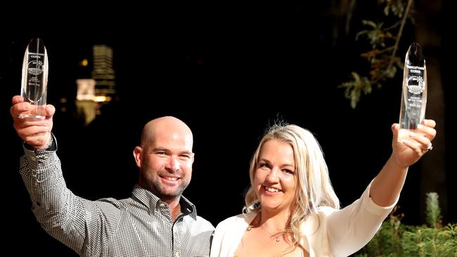 The Weekly Times/Coles Farmer of the Year 2022 prize went to Nicole and Brendan Saunders, dairy farmers at Gippsland. Picture: Yuri Kouzmin