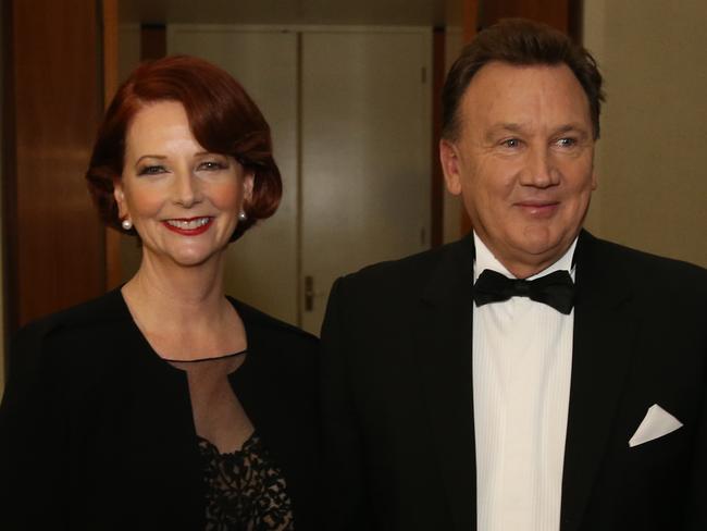 Prime Minister Julia Gillard and partner Tim Mathieson at the Midwinter Ball at Parliament House in Canberra.