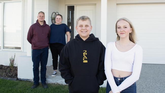 Neale Pretorius with his wife Esther and children at their home in Bisinella's Lara Lakes Estate.