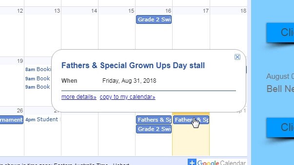 Bell Primary in Preston, Melbourne, lists a Fathers AND SPECIAL GROWN UPS Day Stall.