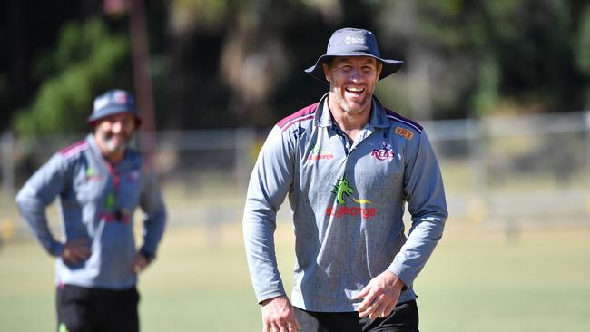 We’re nearly there... Reds coach Brad Thorn oversees training ahead of the game’s return. Picture: AAP