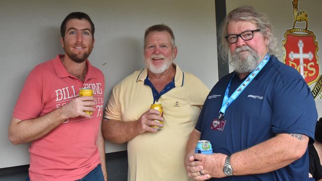 Lachlan Vagg, Ross Vagg and 'Bondy' at the CQ Capras game against the Ipswich Jets in Round 12 of the Hostplus Cup at Rugby Park, Rockhampton, on June 1, 2024.