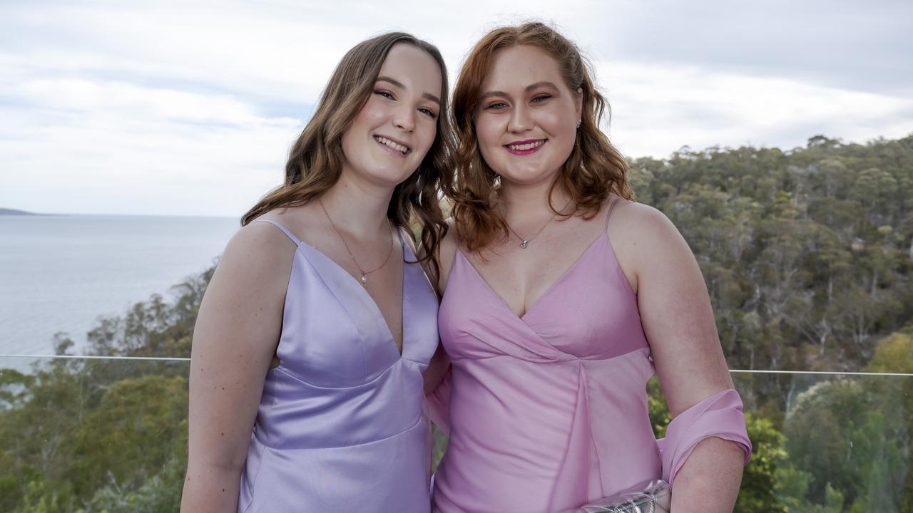 Ellie Atkins and Lily Bewley. St Mary's College leavers dinner 2023. Picture: Caroline Tan