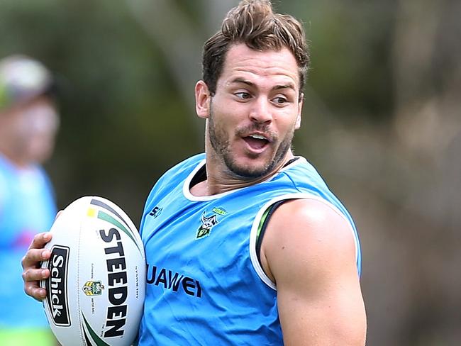 Aidan Sezer during Raiders training at Raiders Headquarters in Canberra. Picture Kym Smith