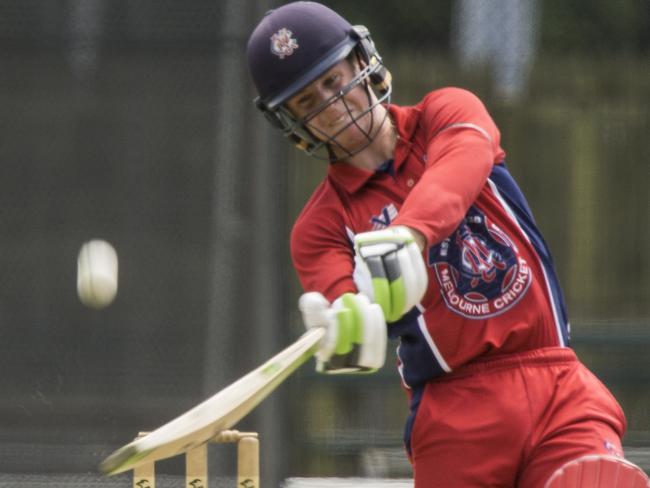 Premier Cricket: Melbourne v Casey-South Melbourne Premier Cricket match being played at the Albert Ground. Melbourne batsman Sam Harper. Picture: Valeriu Campan