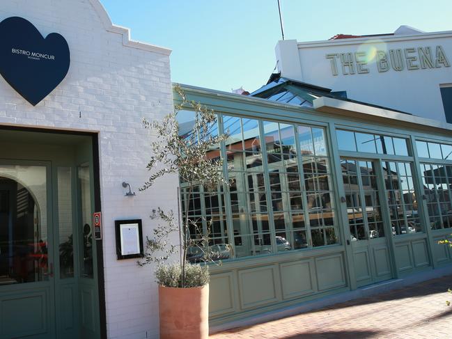 Bistro Mosman was briefly Bistro Moncur … when that venture folded, the kept the logo, the glasses and the BM signage. Picture: AAP