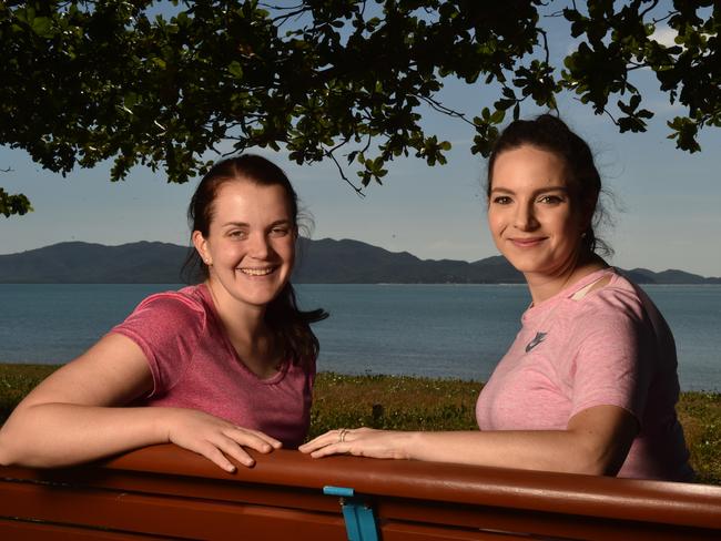 Townsville residents relaxing on the Strand after the relaxation of COVID-19 restrictions. Taylor Dep Percy and Bronte Crowley. Picture: Evan Morgan