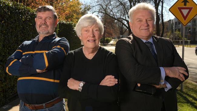 Casey Neighbourhood Watch area co-ordinator Laurie Blackall, ACT Neighbourhood Watch president Margaret Pearson and Kambah West co-ordinator David Harding. Picture: Tracey Nearmy