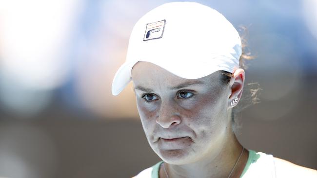 A frustrated Ash Barty during her Australian Open semi-final loss.