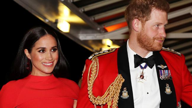 LONDON, ENGLAND – MARCH 07: Prince Harry, Duke of Sussex and Meghan, Duchess of Sussex arrive to attend the Mountbatten Music Festival at Royal Albert Hall on March 7, 2020 in London, England. (Photo by Simon Dawson – WPA Pool/Getty Images)