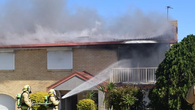 Firefighters at Kim Worth’s home in September 2015.