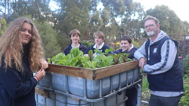 Agriculture teacher Will Vangeninden with students at Terang College.