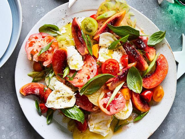 Peach, tomato and mozzarella celebration salad.