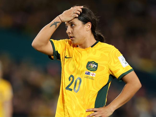 Can Sam Kerr save Australia in the second half? Picture: Catherine Ivill/Getty