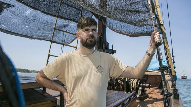 Brendan Nuir on board his Phinisi transport vessel, Embaku. Picture: Johannes P. Christo