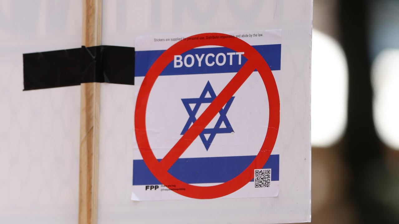 Protesters called for a “boycott” of Israel. Picture: NewsWire / Damian Shaw