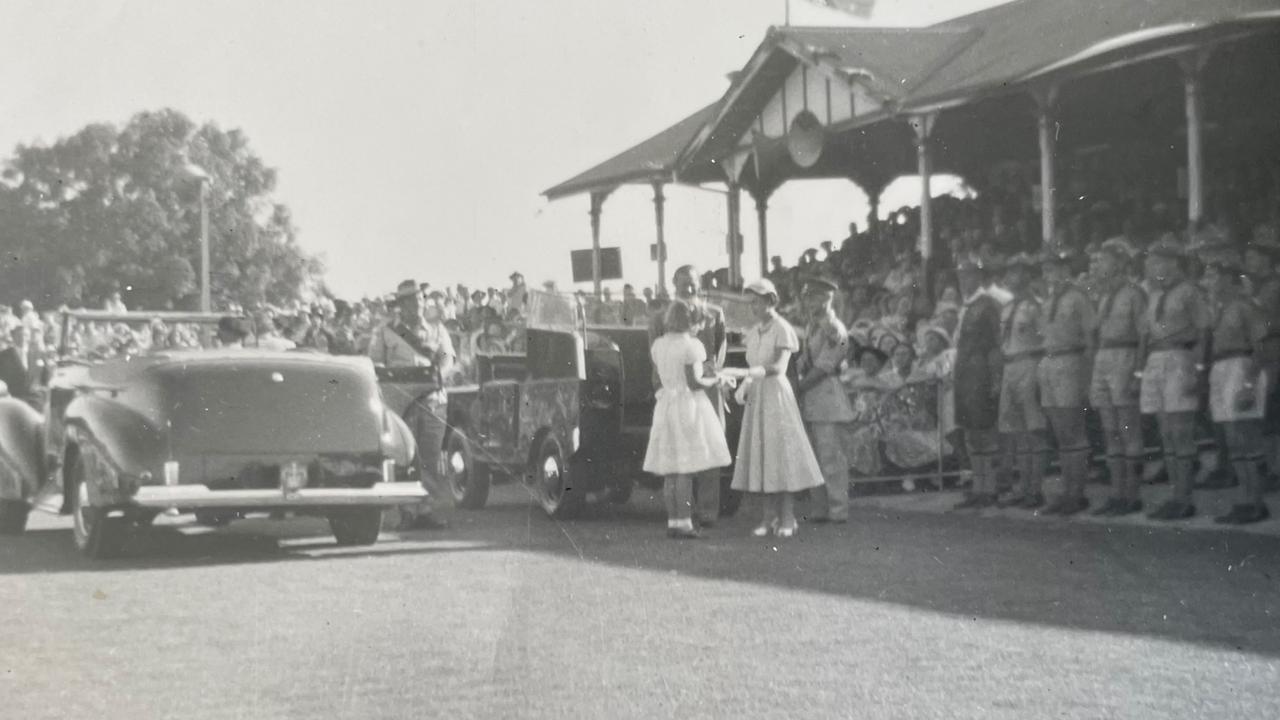 Valerie Inwood was a schoolgirl at the Athletic Oval in Toowoomba when Betty Smith presented Queen Elizabeth II with a bouquet of flowers.