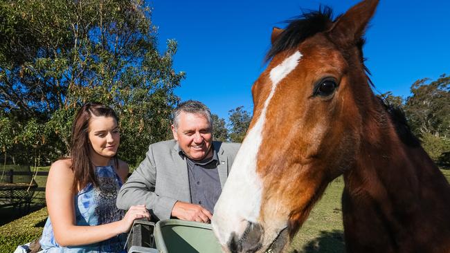 Ray Hadley at home in Dural with daughter Sarah. Picture: Craig Greenhill