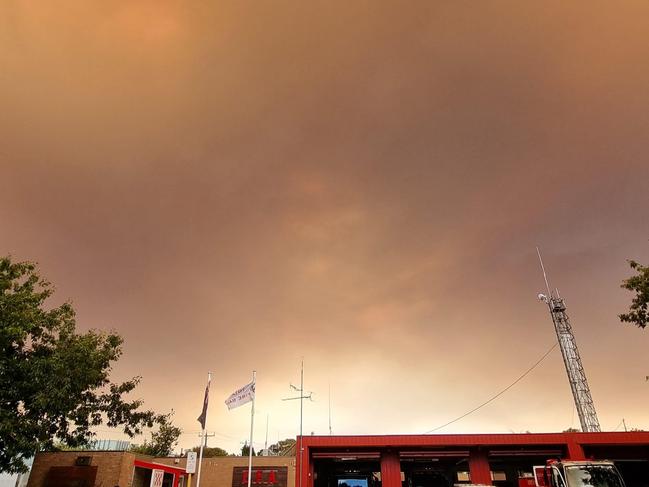 Wind gusts of up to 80km/h have contributed to an out of control bushfire in Victoria's west. Picture: Gisborne Fire Brigade