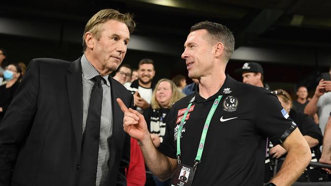 Jeff Browne with Craig McRae. Picture: Quinn Rooney/Getty Images