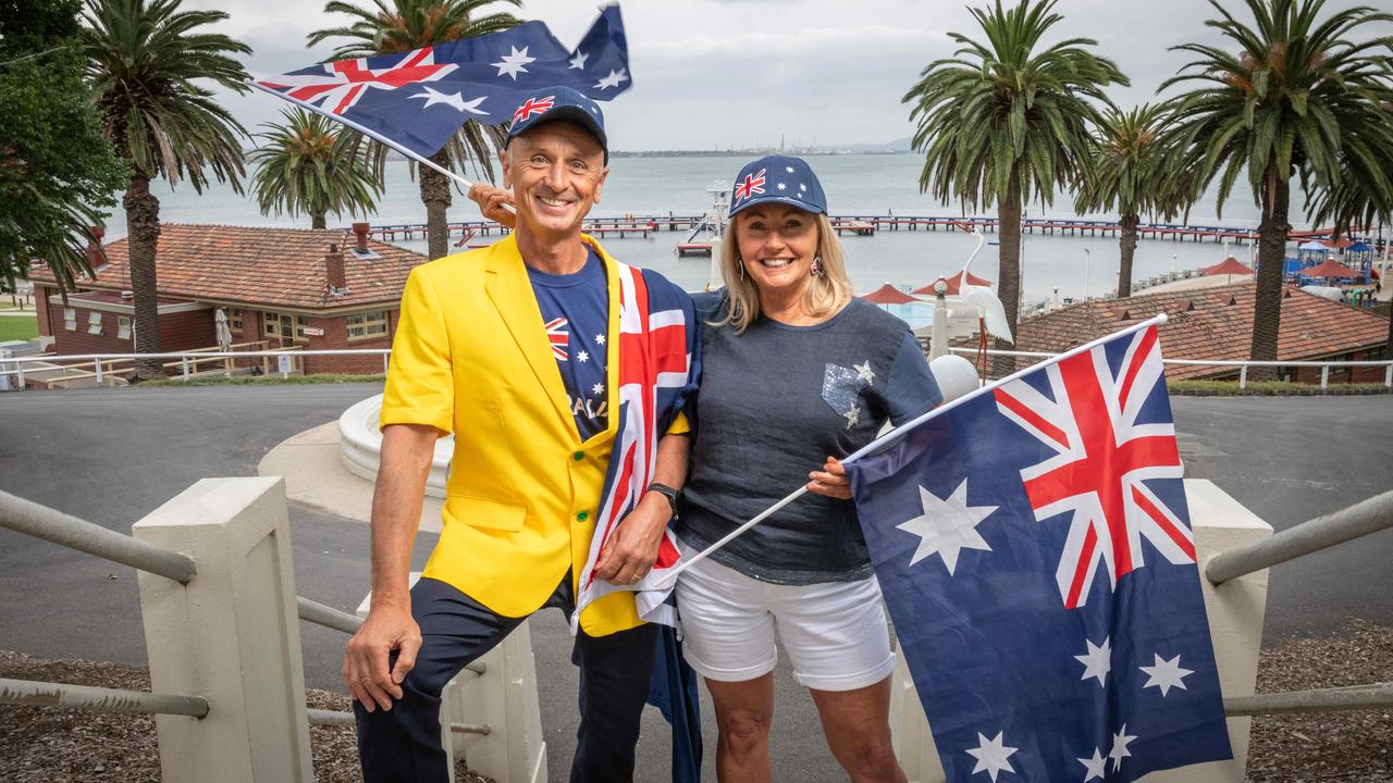 Stretch Kontelj and wife Paula ahead of Australia Day. Picture: Brad Fleet.