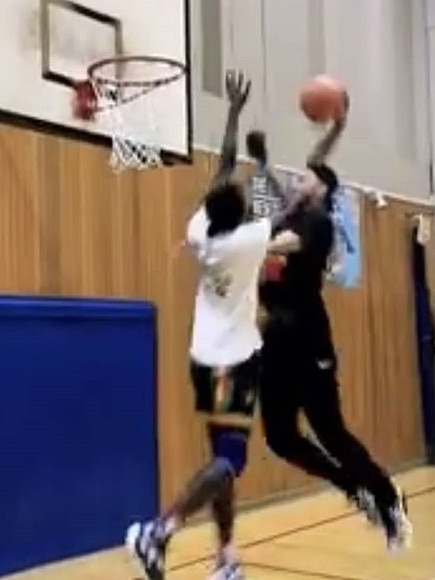 The moment Ben Simmons dunked on a Melbourne teenager. Picture: Instagram