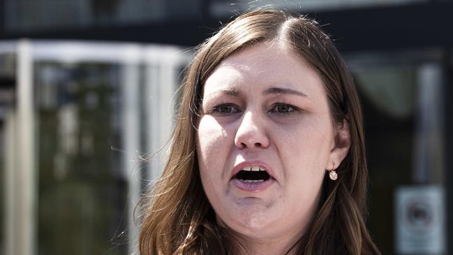 Brittany Higgins outside the Magistrates Court in Canberra. Picture: NCA NewsWire / Gary Ramage