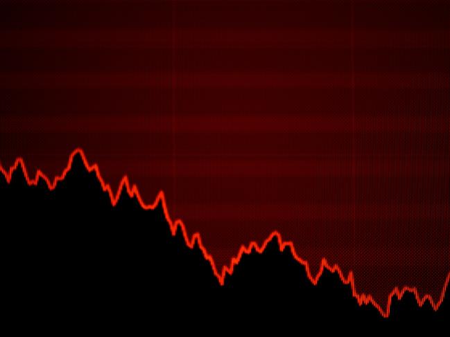 The graph representing the Stock is seen on a TV screen at the New York Stock Exchange this morning. Picture: AFP