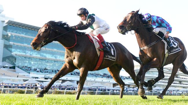 Mr Brightside (NZ) ridden by Craig Williams wins the Crown Makybe Diva Stakes at Flemington Racecourse on September 14, 2024 in Flemington, Australia. (Photo by Brett Holburt/Racing Photos via Getty Images)