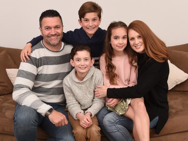 Simone and Richard Clements with their children Riley, 12, Hayden, 9, and Carlee 9. Picture: Tony Gough