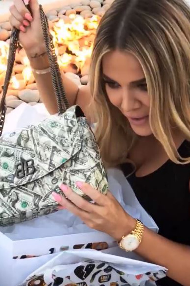 Kim Kardashian gifts Khloé money-themed Balenciaga bag