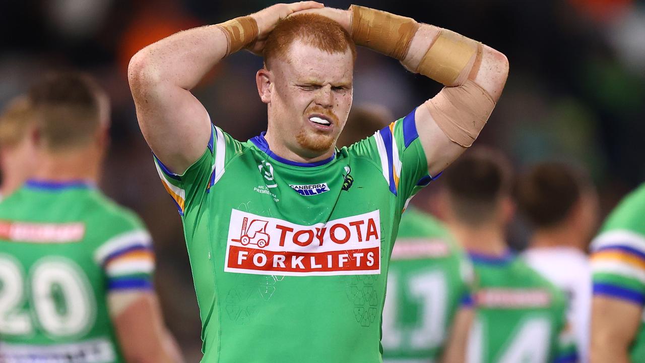 CANBERRA, AUSTRALIA - AUGUST 26: Corey Horsburgh of the Raiders during the round 26 NRL match between Canberra Raiders and Brisbane Broncos at GIO Stadium on August 26, 2023 in Canberra, Australia. (Photo by Mark Nolan/Getty Images)