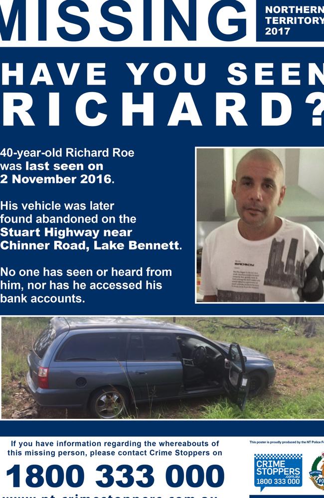 NT Missing Person Poster for Richard Roe.