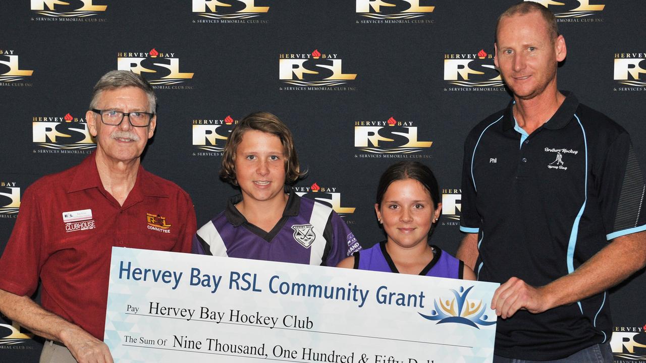 Hervey Bay Hockey, who received $9,150 at the Hervey Bay RSL Community Grants presentation on Thursday, April 30.