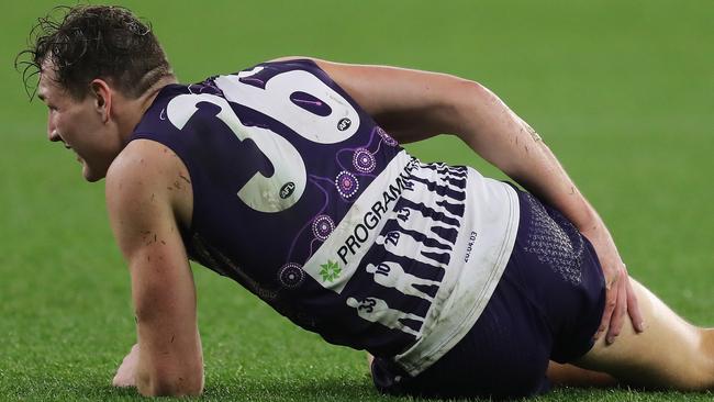 Brennan Cox pinged a hamstring. Picture: AFL Photos/Getty Images