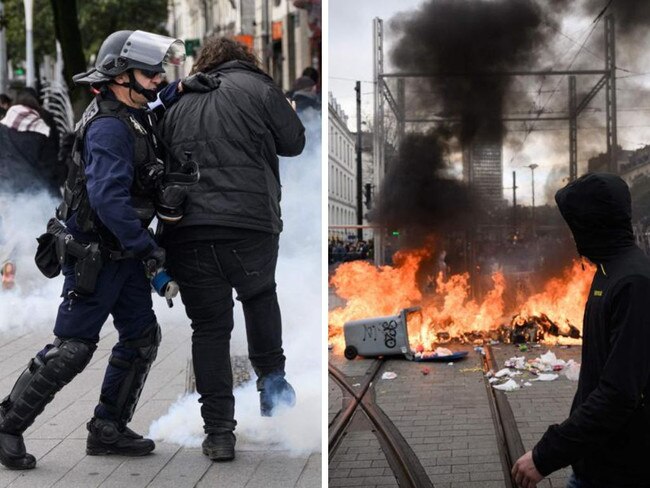 France has erupted over plans to lift the retirement age. Pictures: AFP