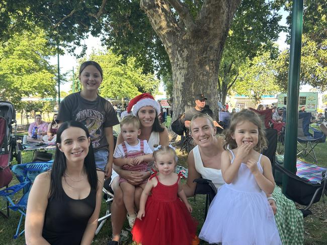 The Kohen, Calder and Rodriguez families enjoying the 2024 Shepparton Christmas Carols. Picture: Oscar Jaeger