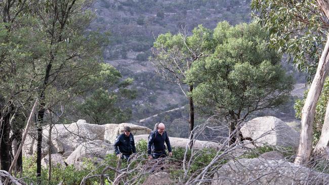 SES Rescue and Police during a search for a missing man at the You Yangs. Picture: Brad Fleet