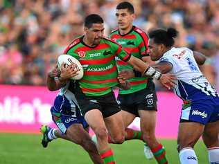 STAR: Rabbitohs five-eighth Cody Walker powered across for four tries against the Warriors at Sunshine Coast Stadium on Saturday. Picture: John McCutcheon