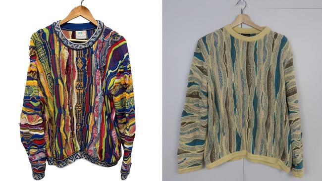 COOGI sweaters can fetch anywhere between $500 and $1000 online. Picture: eBay / @perthsurfvintage / @australiaqualitywares